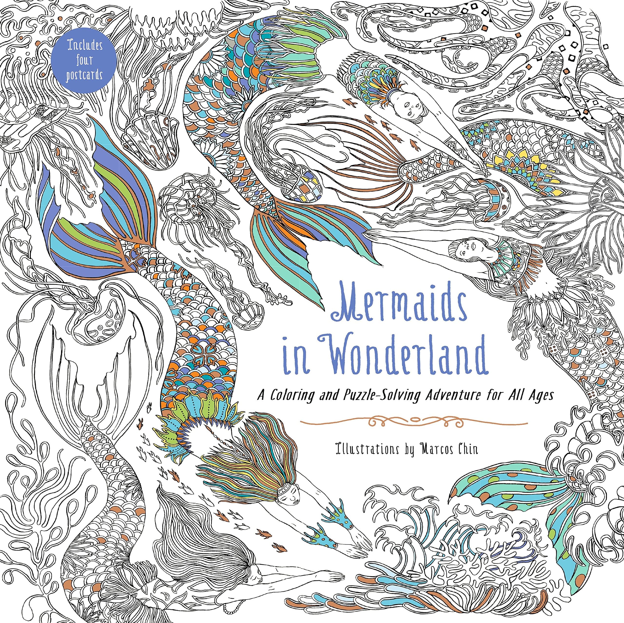 Mermaids in Wonderland: A Coloring and Puzzle-Solving Adventure for All Ages Paperback – April 25, 2017