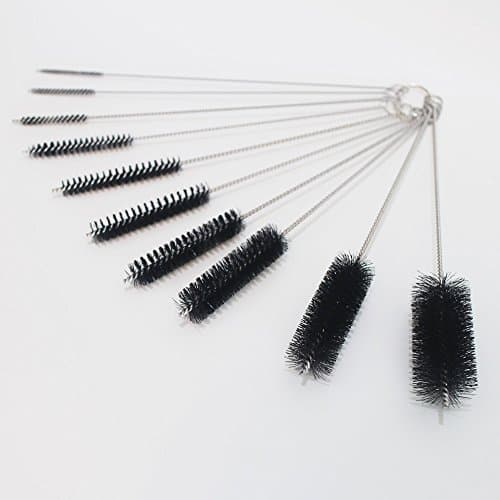 BingQing brand Nylon Bottle Tube Nozzle Cleaning Brush. 10 Pcs Multifunctional Nylon Tube Brush Pipe Cleaning Brushes Set for Kitchen Kettle Spout Teapot Nozzle--Ms10