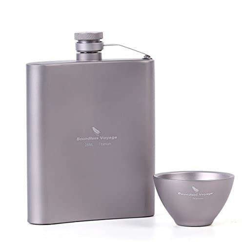 Boundless Voyage Titanium Hip Flask Sake Cup Set Outdoor Camping Hiking Travel Picnic Alcohol Whiskey Wine Tea Flagon Mug Set Drinkware 200ml