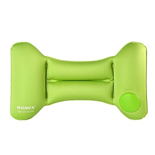 Inflatable Travel Pillow Support - Soft Airplane Waist Lower Back Pillows Cushion - Portable Camping Neck Pillow for Sleeping on Plane Home Car Bus Office Chair - Compact with Drawstring Bag