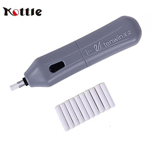 ValueHall Electric Eraser Kit, Automatic Portable Rubber Pencil Electric Eraser with 10pcs Eraser Refills,Battery Operated Eraser (Grey)