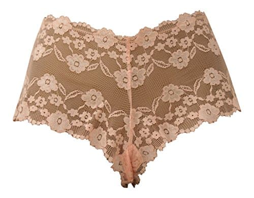 Soft Sensuous Sheer Peach Pale Pink Lace Knickers Shorts Panties S M L XL (Large 14-16)