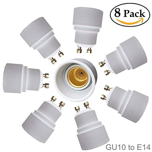 Eleidgs 8 PCS Bulb Holder GU10 to E14 Adapter Converter - GU10 Light Socket to E14 Light Bulb Base Socket, Fits LED/CFL Light Bulbs, Heat-resistant, Anti-burning, No Fire Hazard