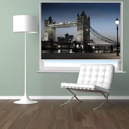THE TOWER BRIDGE IN LONDON Printed Picture Blackout Photo Roller Blind - Custom Made Printed City Scenes Window Blind