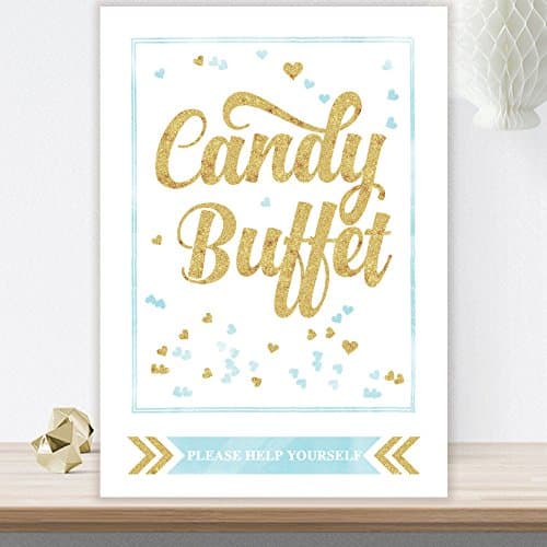 Glitzy Glam Candy Buffet Table Sign Available In A Range Of Colours With Glitter Effect (GL1) (Blue)
