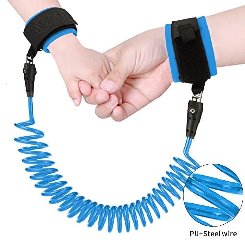BALMORA 8.0 Foot Child Safety Tether For Walking In Public Places, Safety Wrist Link, Anti Lost Wristband (Blue)