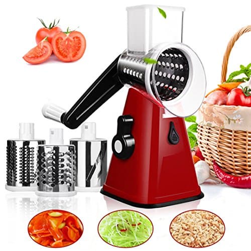 Manual Vegetable Choppers Vegetable Slicer Stainless Steel Slicer Professional Mandolin Vegetable Grater Multi-function Food Grater Fruit Cutter Food Chopper Julienne Cutter Dicer with 3 Interchangeable Round Roller Stainless Steel Blade