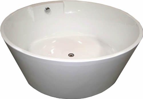 Bathtub Soaking 5' Round Japanese Style Stand-Alone White Tub with Floor Faucet - Lucite Acrylic 57" Dia x 23"H Model SD061D-Tub-Wh