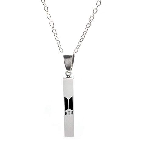wewwe232783ajshgq Kpop BTS GOT7 EXO Twice Blackpink Same Paragraph Necklace Titanium Steel Lettering Sweater Necklace