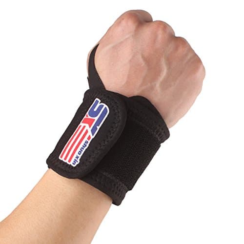 2 PCS New Sports Elastic Stretchy Wrist Joint Brace Support Wrap Band Thumb Loop - Black Tennis Wristband Gym Equipment SX503