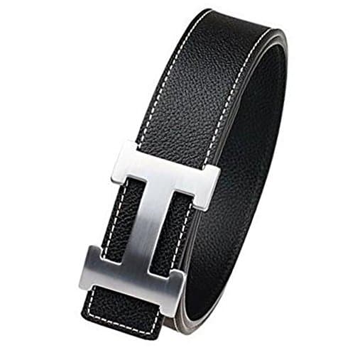 Man's Fashion Alloy H Buckle Leather Belt