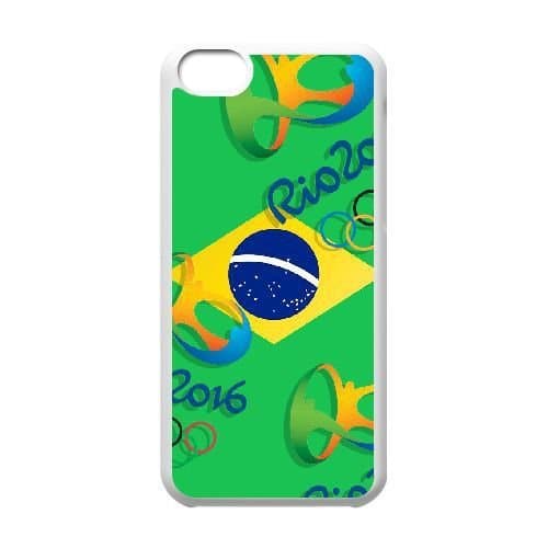 iphone5c Case,Rio de Janeiro Olympic Games Series- Colorful and Cute Pattern Durable Hard Plastic Scratch-Proof Protective Case,White 02