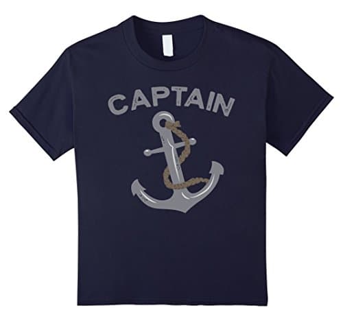 Kids Boat I am the Captain Summer Nautical Anchor Funny Shirt 10 Navy