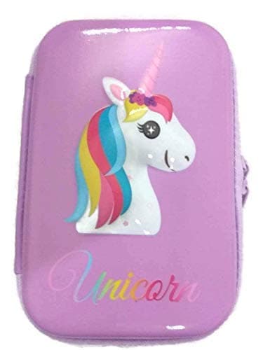 G4GIFT Unicorn Multi-Layer Large Capacity Hardtop Broad Pencil Pouch with Compartment for Kids Pencil Case Organizer Pouch for Girls Cosmetic Holder Size (22 x 14 x 5 cm) (Purple UNI.)