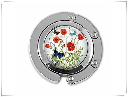Magical magnet Red Poppies and Butterflies Poppy Flower Purse Hook Purse Hanger Handbag