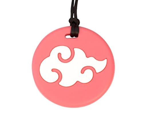 Stimtastic Chewable Silicone 2-Tone Cloud Pendant Nontoxic BPA and Phthalate Free, Cotton Candy/White