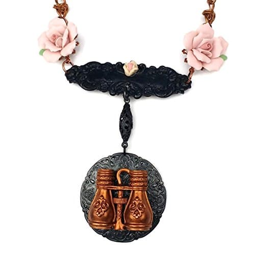 Day at the Opera, Binocular Glasses and Roses Copper Steampunk Statement Necklace
