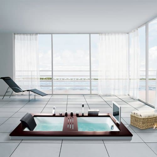 Eago Design Whirlpool AM192ET 171X91 cm – Recessed Bathtub with 9 Hydro Jets and 6 Body Jets (+ TV on the Right) – 6 Massage Modes