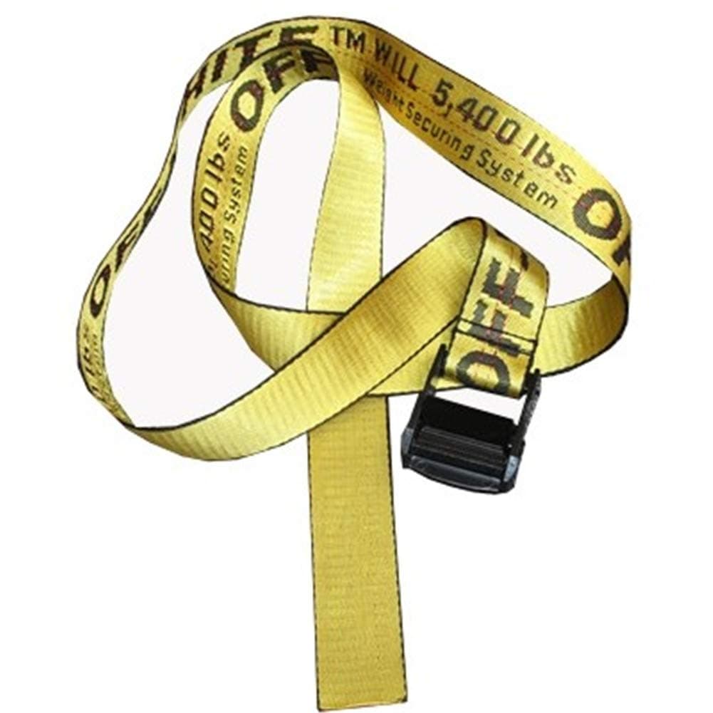 Hot ow belt yellow letter off metal buckle decoration leisure canvas belt street fashion white belt men women