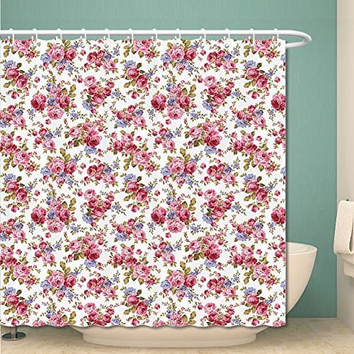 Cat Lover Decor Collection Pattern with Hearts Happy Walking Shape Kitty Domestic Animal Silhouette Polyester Fabric Bathroom Shower Curtain Set with Hooks Turquoise Red Brown