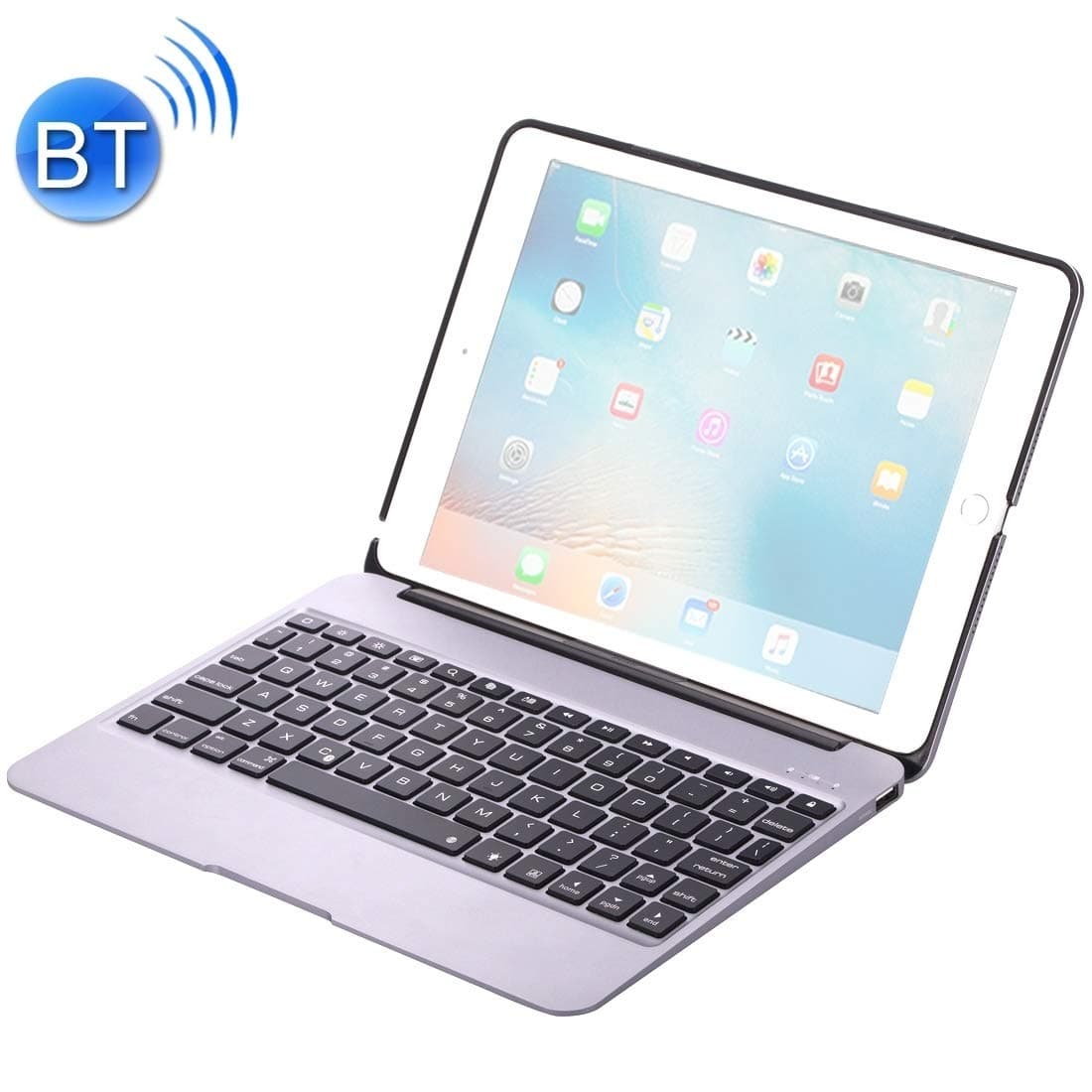 Leluckly1 Hard comfortable Shockproof Protective case F07 for iPad Pro 12.9 inch Portable Foldable Aluminium Alloy Wireless Bluetooth Backlight Keyboard(Grey) Design to precision for your tablet