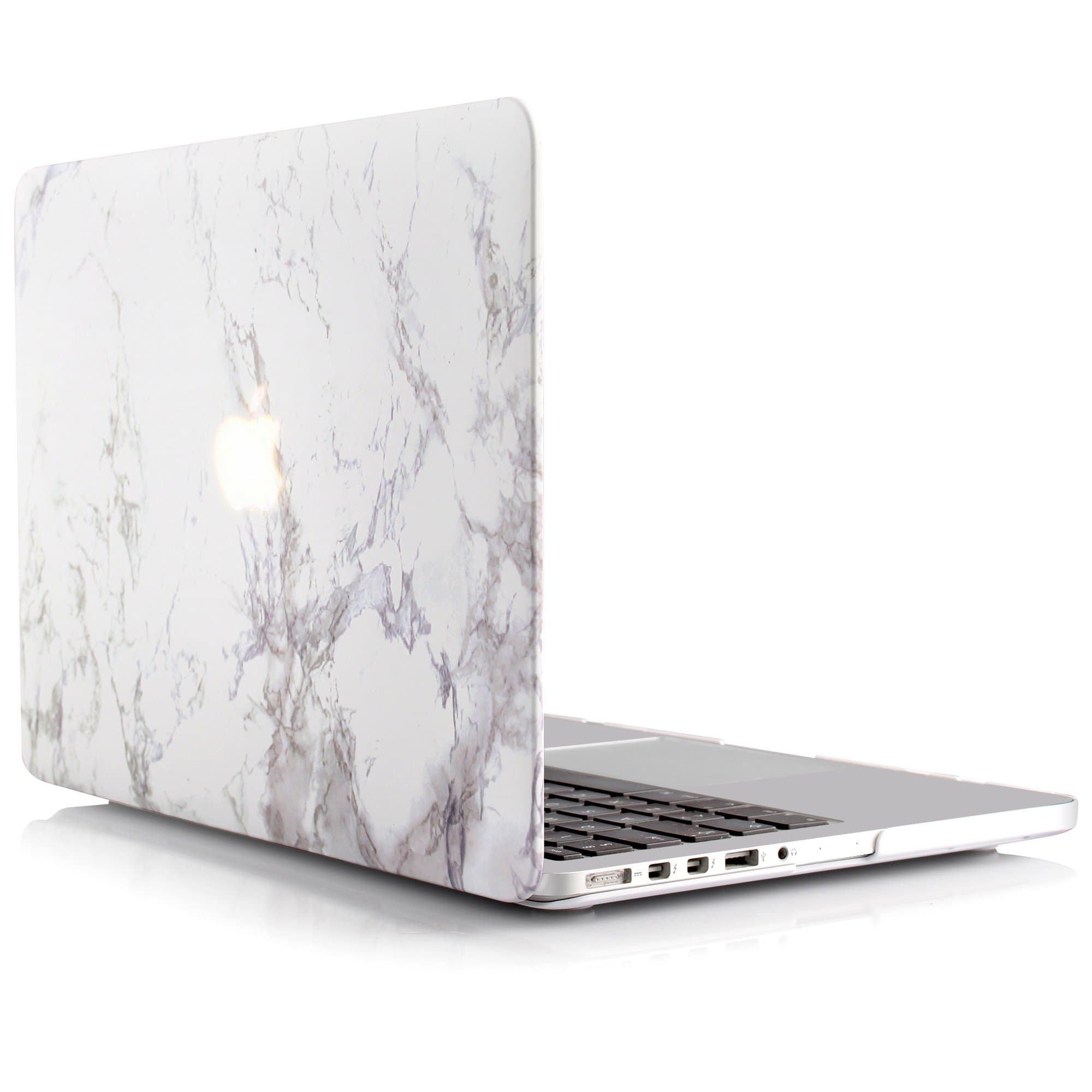 iDOO Matte Soft Touch Plastic Hard Case Protective Shell Cover for MacBook Pro 15 inch with Retina Display - Without CD Drive Model A1398 White Marble