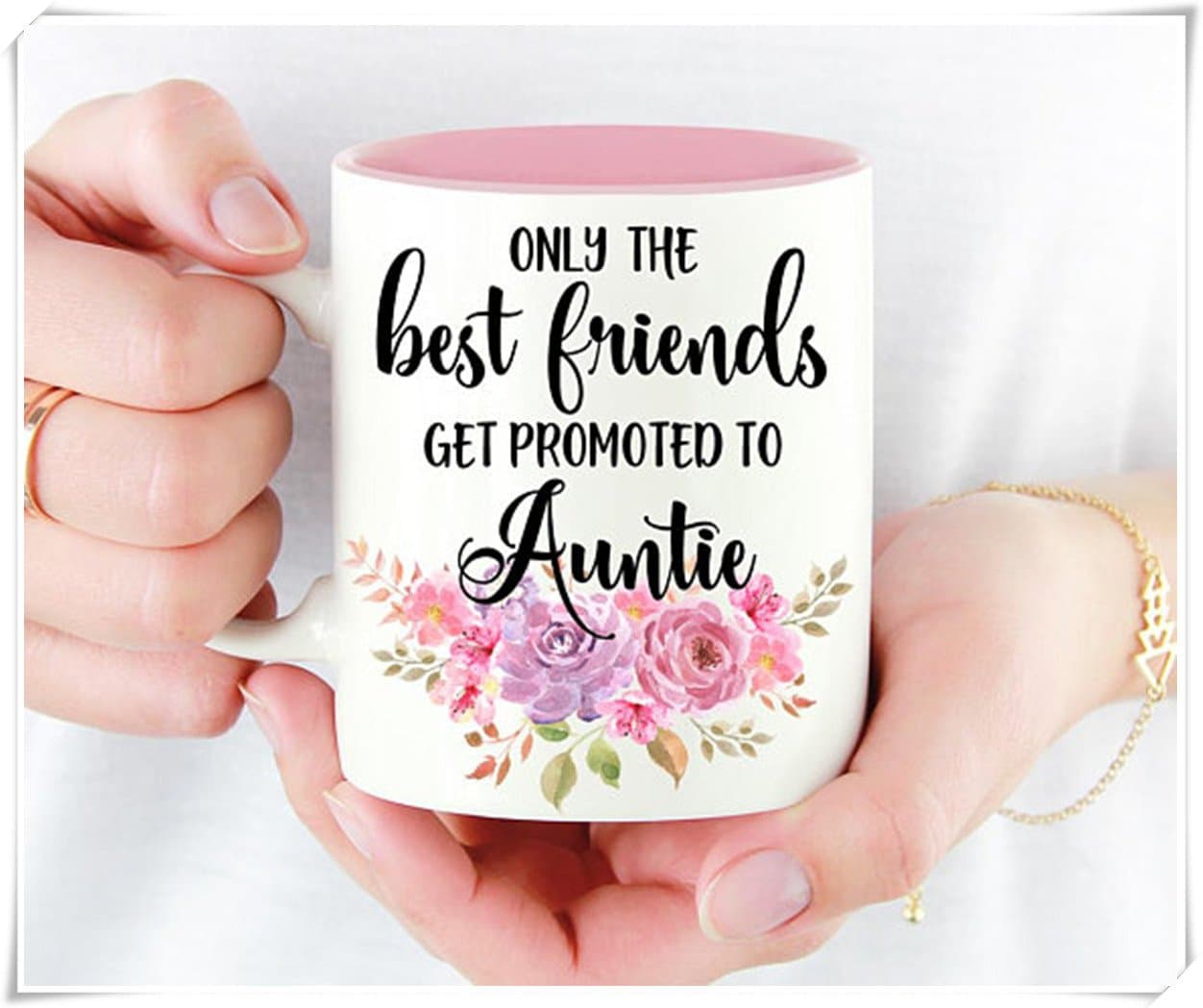 Only The Best Friends Get Promoted to Auntie, Friend Pregnancy Reveal, Pregnancy Announcement Mug, New Aunt Gift, 11oz Ceramic Coffee Novelty Mug/Tea Cup, High Gloss