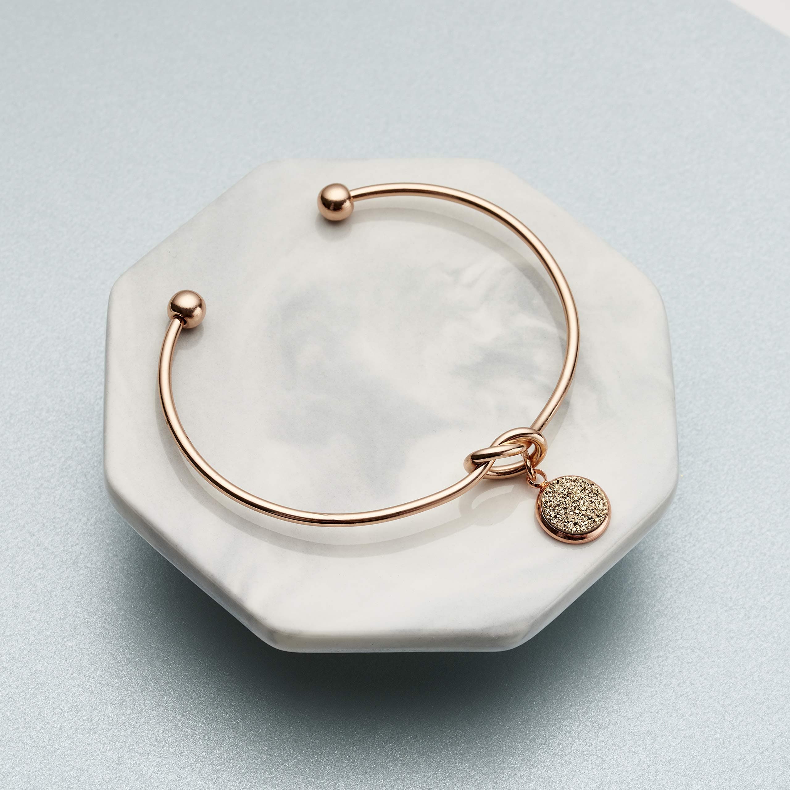 Rose Gold Druzy Adjustable Knot Bracelet ~ Rose Gold Bangle ~ Rose Gold Druzy ~ Bridesmaids Gift ~ Bangle ~ Stacking Bracelet