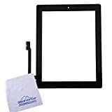winzone Touch Screen Digitizer Assembly for Black iPad 3 Model A1416, A1403, A1430 + Home Button Camera Holder + Pre-Installed Adhesive with Tools