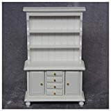 Miniature Cupboard Dollhouse Bookshelf Wood Cabinet 1:12 Furniture Display Showcase Decoration Sideboard (White)