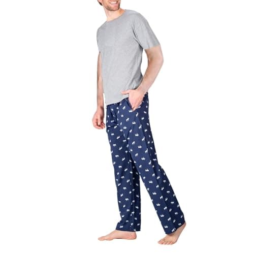 Men’s Pajama Set 2 Piece PJ with Crew Neck Tee and Pants