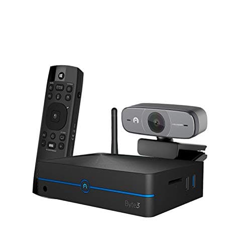 Azulle Byte3 8GB/32GB Fanless Windows 10 Pro Mini PC, Lynk Multifunctional Remote Control & Logitech Webcam C920 (Bundle)