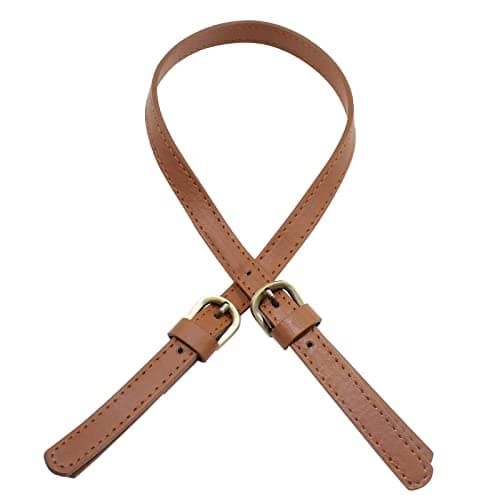 Piutouyar 2 Pcs Brown PU Leather Purse Handles 65cm-71cm Adjustable Double Buckle Leather Shoulder Strap Replacement