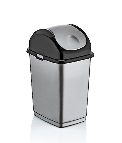 Stolmet High Grade Plastic Flip Top Swing Dustbin Waste Bin with Lid (Grey, 10 Litres)