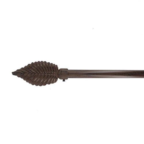 Extendable Brown&Black Curtain Pole, Leaf Finials, 120-210 cm, Complete Set, Metal, 756212042