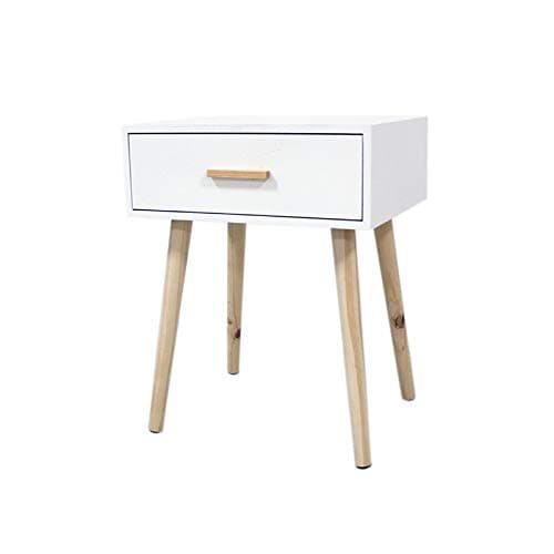 LANKOU Bedside Table with Drawer, Nightstand Lamp Desk for Bedroom,White