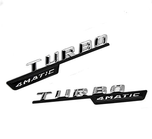 2Pcs Turbo 4Matic Auto Car Side Fender Rear Trunk Emblem Sticker Badge Decals