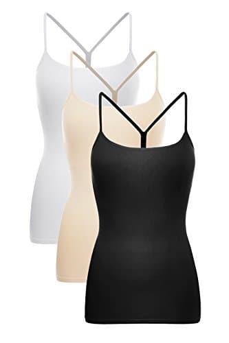 Kurve Women’s Basic Strap Camisole - Seamless Y-Back Spaghetti Stretch Cami Tank Top UV Protective Fabric Rated (Made in USA)