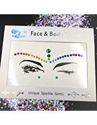 rainbow face gems festival halloween face jewels crystals bindi body jewels temporary tattoo face jewel stickers for festival pride makeup