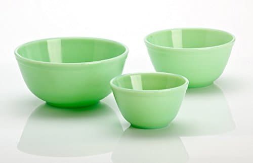 3 Pieces Glass Mixing Bowl Set - Jade (Green) Color - 20 oz, 40 oz, 65 oz