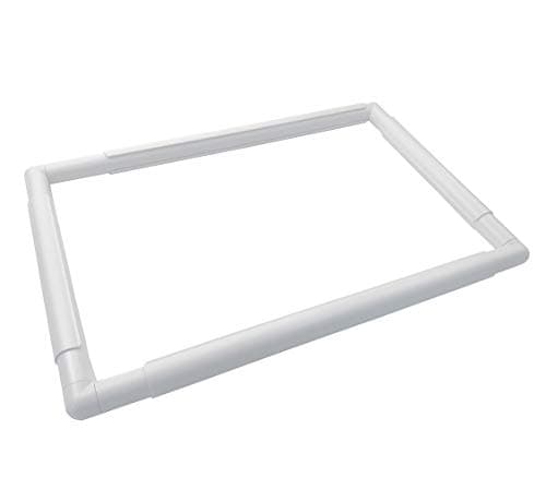Plastic Cross Stitch Frame Square Embroidery Hoop White DIY Sewing Tools Sewing Hoop Handhold Craft Clip Embroidery Snap Frame Hoop for Cross Stitching Quilting (D: 17 X 11")