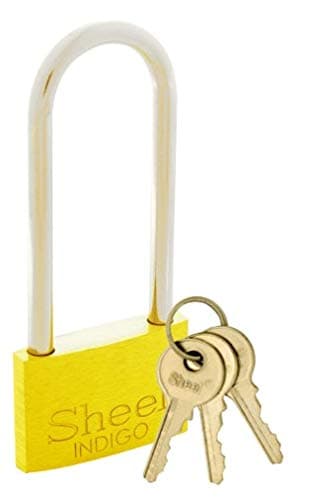 Sheel Indigo Brass Padlock Long Shackle with 3 Brass Key 40mm (Small Lock) for Small Door.