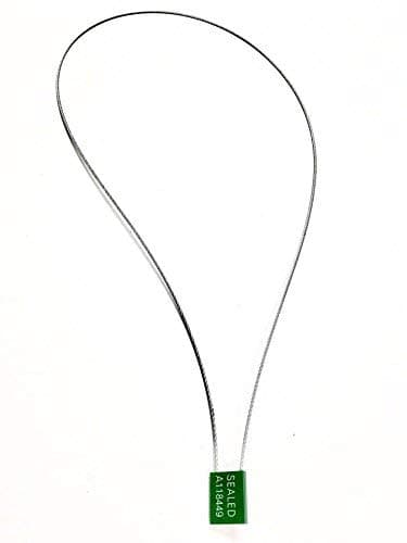 Green Galvanized Steel Lock Seals - Self-Lock Pull Tight Adjustable Metal Cable for Truck Doors, Trailers, Cargo, Containers - 40” Long, 1/12” Thick, 2mm (100ct)