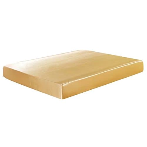 ShineMoon Deep 12'' (30cm) Fitted Bed Sheets Luxury Satin Solid Color Fitted Sheet for Mattress Single Size, Golden