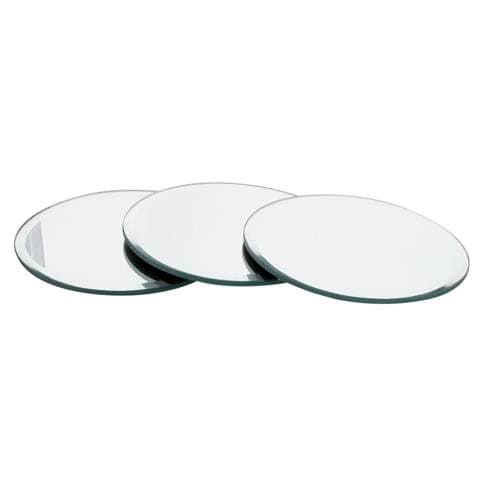 Set of 3 Mirror Candle Coasters Plate 12.5cm Bevelled Edge Contemporary Style