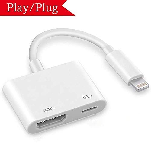 Lighting to HDMI Adapter Converter, 1080P Lighting Digital AV Adapter, Puksic Lighting Digital AV Adapter for Select iPhone, iPad and iPod Models on HDTV Monitor Projector, Compatible with all iOS