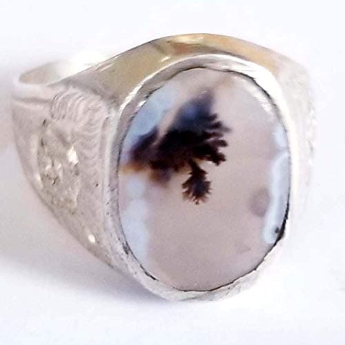 Antique genuine tree yemeni sterling silver ring natural agate aqeeq akik mens ring mens rings men ring man ring jewelry gemstone silver