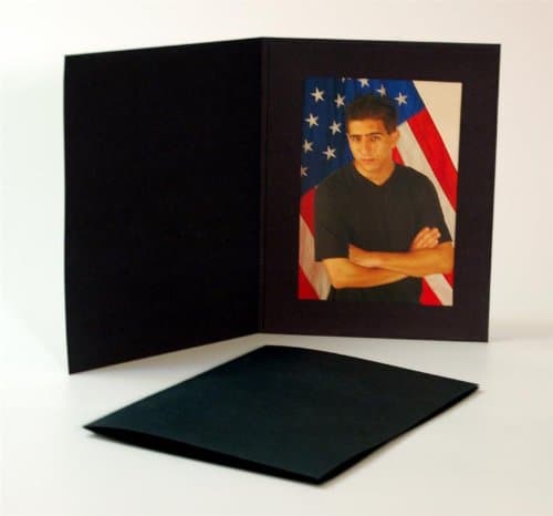 Cardboard Photo Folder for a 5x7 Photo - Black Waffled - Pack of 50