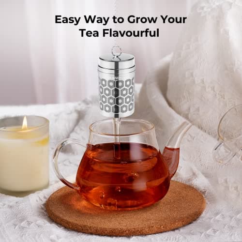 Tea Strainers for Loose Tea, Extra Fine Mesh Tea Infuser for Loose Leaf Tea, 304 Stainless Steel & Updated Slim Threaded Lid, Loose Leaf Tea Steeper for Black Tea, Rooibos, etc