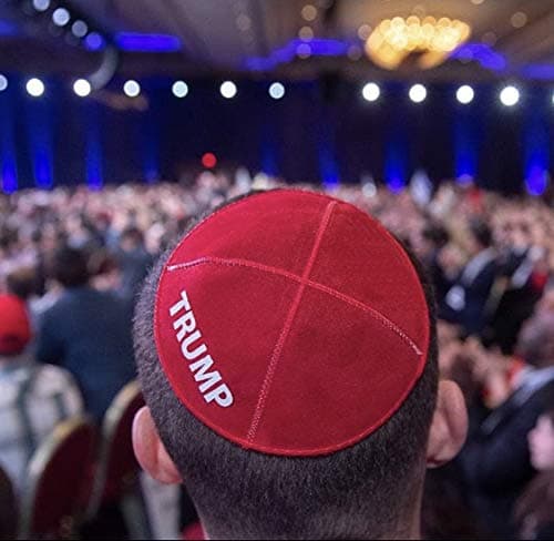 Trump MAGA Jewish Yarmulke Hat - Red Suede Kippah for Men/Boys - US Made